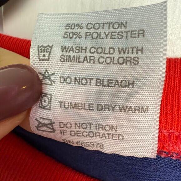 UPenn Wharton Shirt Womens Medium Blue Red Short Sleeve Crew Neck Top - Picture 4 of 6